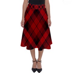 Red and Black Plaid Stripes Perfect Length Midi Skirt