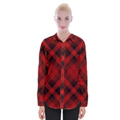 Red and Black Plaid Stripes Womens Long Sleeve Shirt