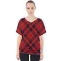 Red and Black Plaid Stripes V-Neck Dolman Drape Top View1