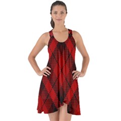 Red and Black Plaid Stripes Show Some Back Chiffon Dress