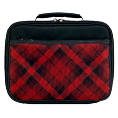 Red and Black Plaid Stripes Lunch Bag