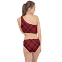 Red and Black Plaid Stripes Spliced Up Two Piece Swimsuit View2