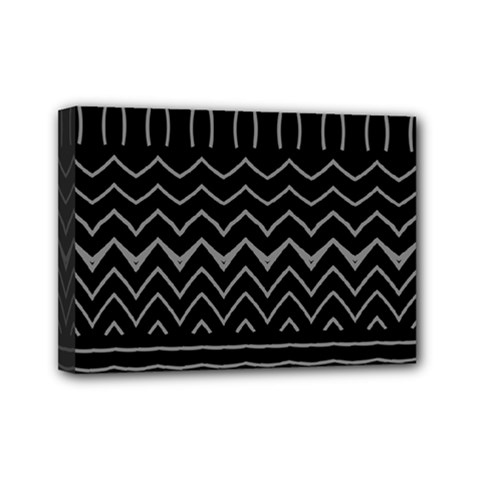 Black And White Minimalist Stripes  Mini Canvas 7  X 5  (stretched) by SpinnyChairDesigns