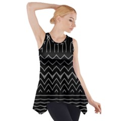 Black And White Minimalist Stripes  Side Drop Tank Tunic by SpinnyChairDesigns