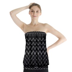 Black And White Minimalist Stripes  Strapless Top by SpinnyChairDesigns