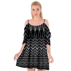 Black And White Minimalist Stripes  Cutout Spaghetti Strap Chiffon Dress by SpinnyChairDesigns