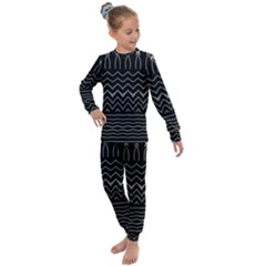 Black And White Minimalist Stripes  Kids  Long Sleeve Set  by SpinnyChairDesigns