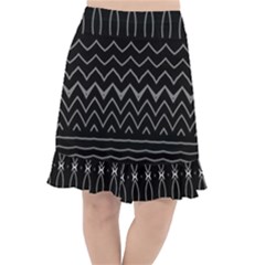 Black And White Minimalist Stripes  Fishtail Chiffon Skirt by SpinnyChairDesigns