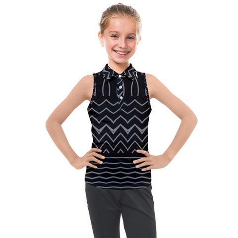 Black And White Minimalist Stripes  Kids  Sleeveless Polo Tee by SpinnyChairDesigns