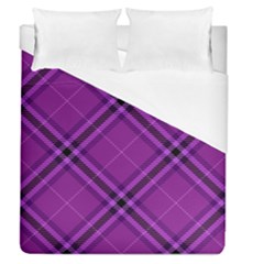 Purple And Black Plaid Duvet Cover (queen Size) by SpinnyChairDesigns