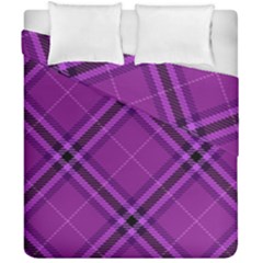 Purple And Black Plaid Duvet Cover Double Side (california King Size) by SpinnyChairDesigns