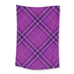 Purple And Black Plaid Small Tapestry by SpinnyChairDesigns
