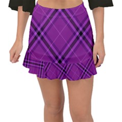 Purple And Black Plaid Fishtail Mini Chiffon Skirt by SpinnyChairDesigns