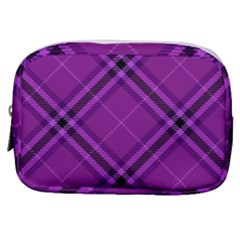 Purple And Black Plaid Make Up Pouch (small) by SpinnyChairDesigns