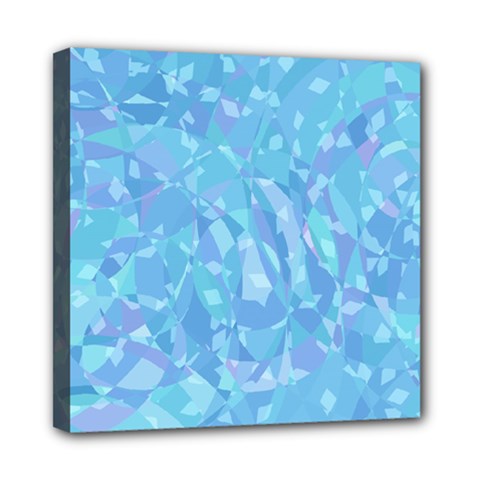 Light Blue Abstract Mosaic Art Color Mini Canvas 8  X 8  (stretched) by SpinnyChairDesigns