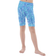 Light Blue Abstract Mosaic Art Color Kids  Mid Length Swim Shorts by SpinnyChairDesigns