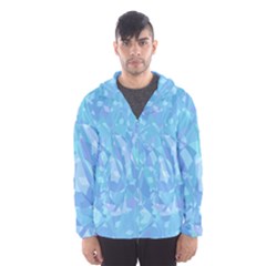 Light Blue Abstract Mosaic Art Color Men s Hooded Windbreaker by SpinnyChairDesigns