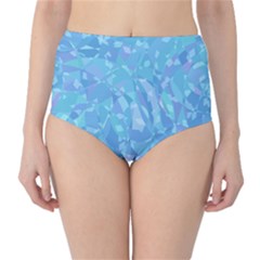 Light Blue Abstract Mosaic Art Color Classic High-waist Bikini Bottoms by SpinnyChairDesigns