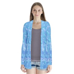 Light Blue Abstract Mosaic Art Color Drape Collar Cardigan by SpinnyChairDesigns