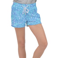 Light Blue Abstract Mosaic Art Color Velour Lounge Shorts by SpinnyChairDesigns