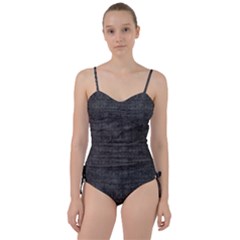 Matte Charcoal Black Color  Sweetheart Tankini Set by SpinnyChairDesigns