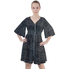 Matte Charcoal Black Color  Boho Button Up Dress by SpinnyChairDesigns