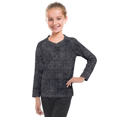 Matte Charcoal Black Color  Kids  Long Mesh Tee by SpinnyChairDesigns