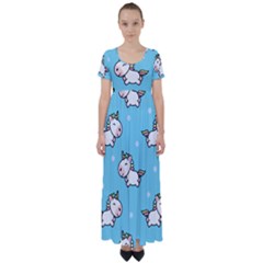 Unicorns  High Waist Short Sleeve Maxi Dress by Sobalvarro