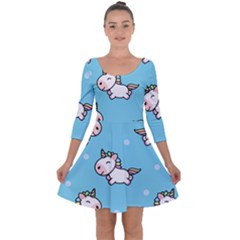 Unicorns  Quarter Sleeve Skater Dress by Sobalvarro