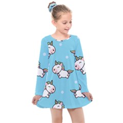 Unicorns  Kids  Long Sleeve Dress by Sobalvarro