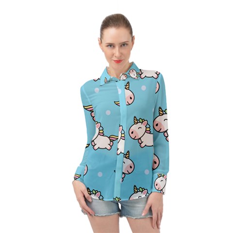 Unicorns  Long Sleeve Chiffon Shirt by Sobalvarro