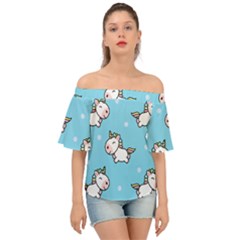 Unicorns  Off Shoulder Short Sleeve Top by Sobalvarro