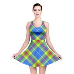 Clown Costume Plaid Striped Reversible Skater Dress by SpinnyChairDesigns