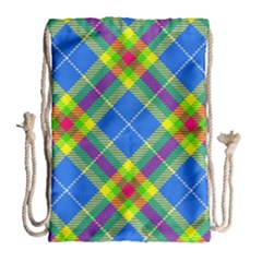 Clown Costume Plaid Striped Drawstring Bag (large) by SpinnyChairDesigns