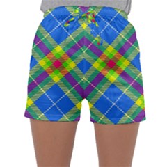 Clown Costume Plaid Striped Sleepwear Shorts by SpinnyChairDesigns