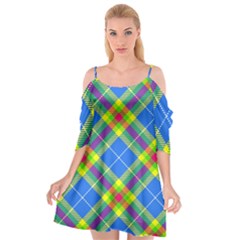 Clown Costume Plaid Striped Cutout Spaghetti Strap Chiffon Dress by SpinnyChairDesigns