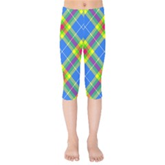 Clown Costume Plaid Striped Kids  Capri Leggings  by SpinnyChairDesigns