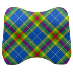Clown Costume Plaid Striped Velour Head Support Cushion by SpinnyChairDesigns