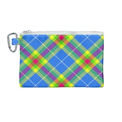 Clown Costume Plaid Striped Canvas Cosmetic Bag (medium) by SpinnyChairDesigns