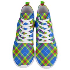 Clown Costume Plaid Striped Men s Lightweight High Top Sneakers by SpinnyChairDesigns