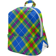 Clown Costume Plaid Striped Zip Up Backpack by SpinnyChairDesigns