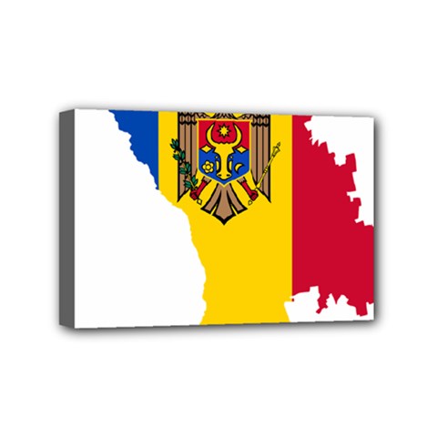 Flag Map Of Moldova Mini Canvas 6  X 4  (stretched) by abbeyz71