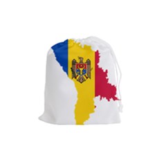 Flag Map Of Moldova Drawstring Pouch (medium) by abbeyz71