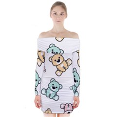 Bears Long Sleeve Off Shoulder Dress by Sobalvarro