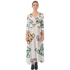 Bears Button Up Boho Maxi Dress