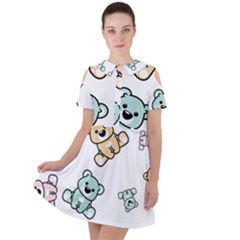 Bears Short Sleeve Shoulder Cut Out Dress  by Sobalvarro