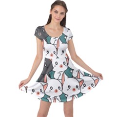Seamless-cute-cat-pattern-vector Cap Sleeve Dress by Sobalvarro