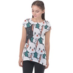 Seamless-cute-cat-pattern-vector Cap Sleeve High Low Top by Sobalvarro