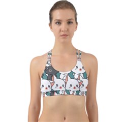 Seamless-cute-cat-pattern-vector Back Web Sports Bra by Sobalvarro