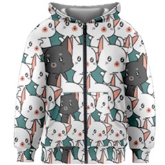 Seamless-cute-cat-pattern-vector Kids  Zipper Hoodie Without Drawstring by Sobalvarro